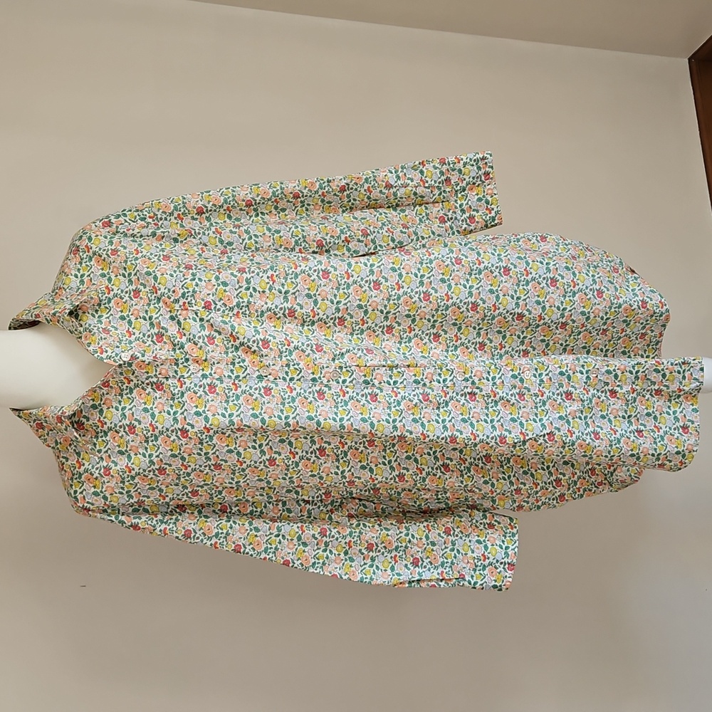 Floral Print Midi Shirt Dress - White Multicolor